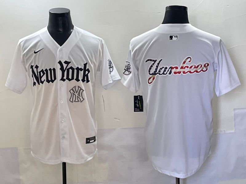 Men 2025 New York Yankees Blank White Five generations Joint Name Nike MLB Jersey style 119